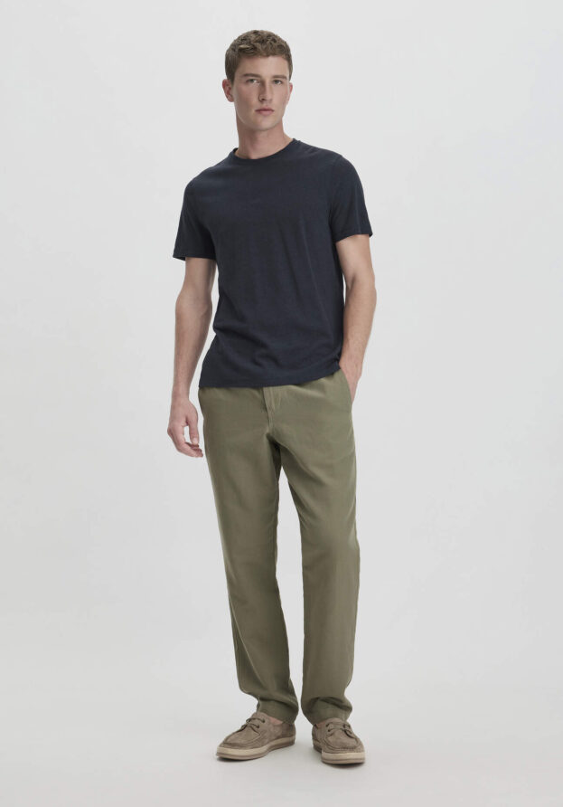 hessnatur Herren Hose ENEA Regular aus Bio-Baumwolle mit Leinen - grün - Größe 34/34