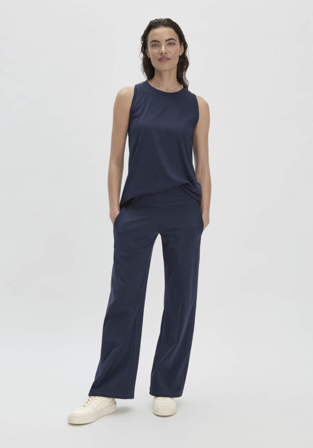 hessnatur Loungewear Hose Regular Medium Cut ACTIVE LIGHT aus Bio-Baumwolle - blau - Größe 46