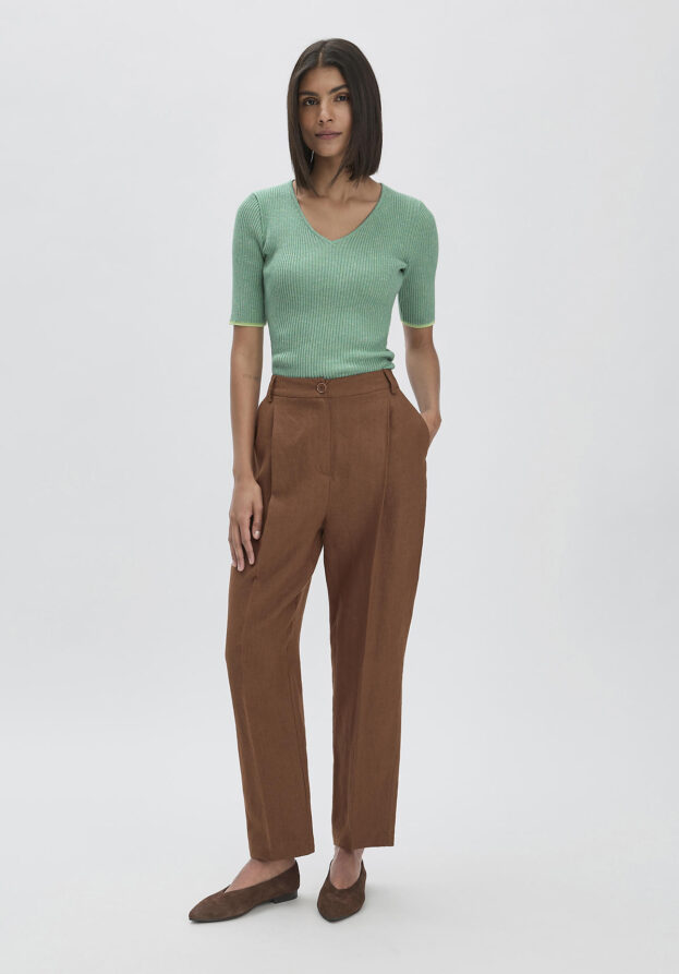 hessnatur Damen Hose Straight Leg Relaxed aus Leinen - braun - Größe 40