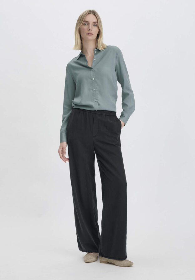 hessnatur Damen Hose Wide Leg Relaxed aus TENCEL™ Lyocell - schwarz - Größe 34