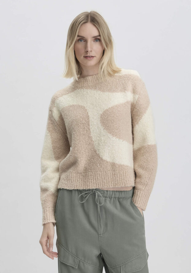 hessnatur Damen Intarsia Strick Pullover Oversized aus Alpaka mit Bio-Baumwolle - rosa - Größe XS