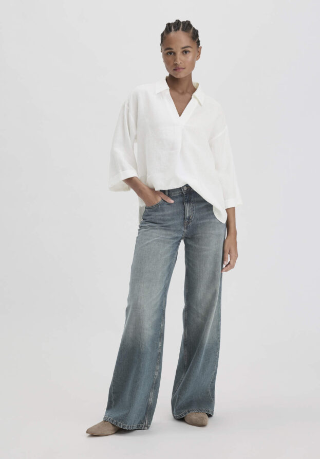 hessnatur Damen Jeans ALVA High Rise Wide Leg aus Bio-Denim - blau - Größe 26/34