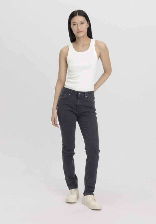 hessnatur Damen Jeans LINN High Rise Slim aus Bio-Denim - schwarz - Größe 25/32
