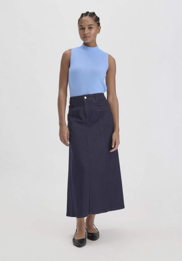 hessnatur Damen Jeans Rock Maxi Relaxed BETTER RECYCLING aus Bio-Denim - blau - Größe 34