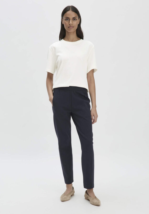 hessnatur Damen Jersey Hose Slim Regular aus Bio-Baumwolle - blau - Größe 40