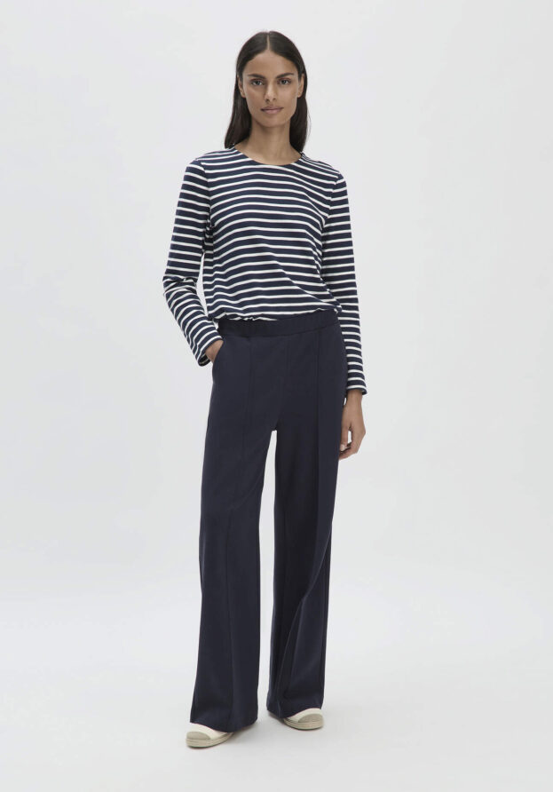 hessnatur Damen Jersey Hose Wide Leg Relaxed aus Bio-Baumwolle - blau - Größe 34