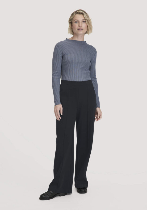 hessnatur Damen Jersey Hose Wide Leg Relaxed aus Bio-Baumwolle - schwarz - Größe 34