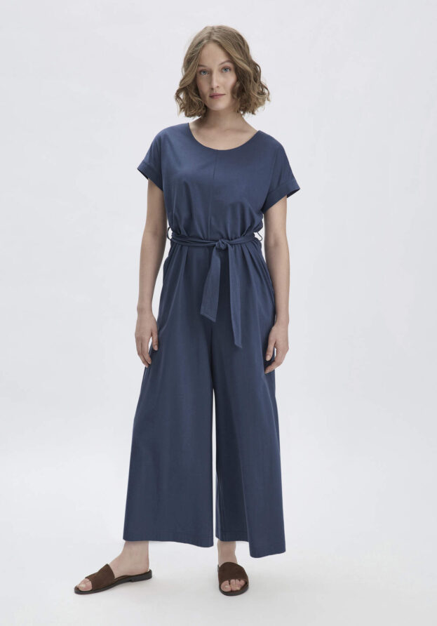 hessnatur Damen Jersey Jumpsuit Oversize aus Bio-Baumwolle - blau - Größe 36