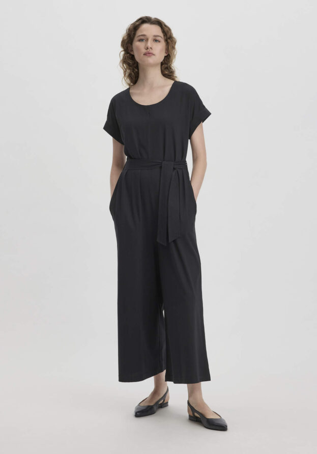hessnatur Damen Jersey Jumpsuit Oversize aus Bio-Baumwolle - schwarz - Größe 34