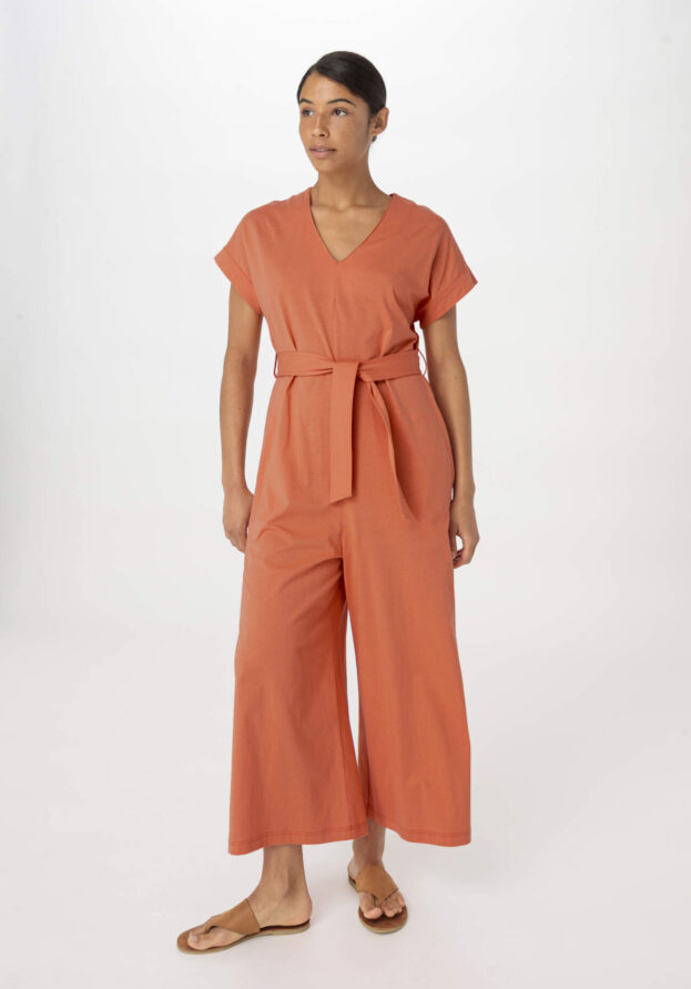 hessnatur Damen Jersey Jumpsuit Relaxed aus Bio-Baumwolle - orange - Größe 38