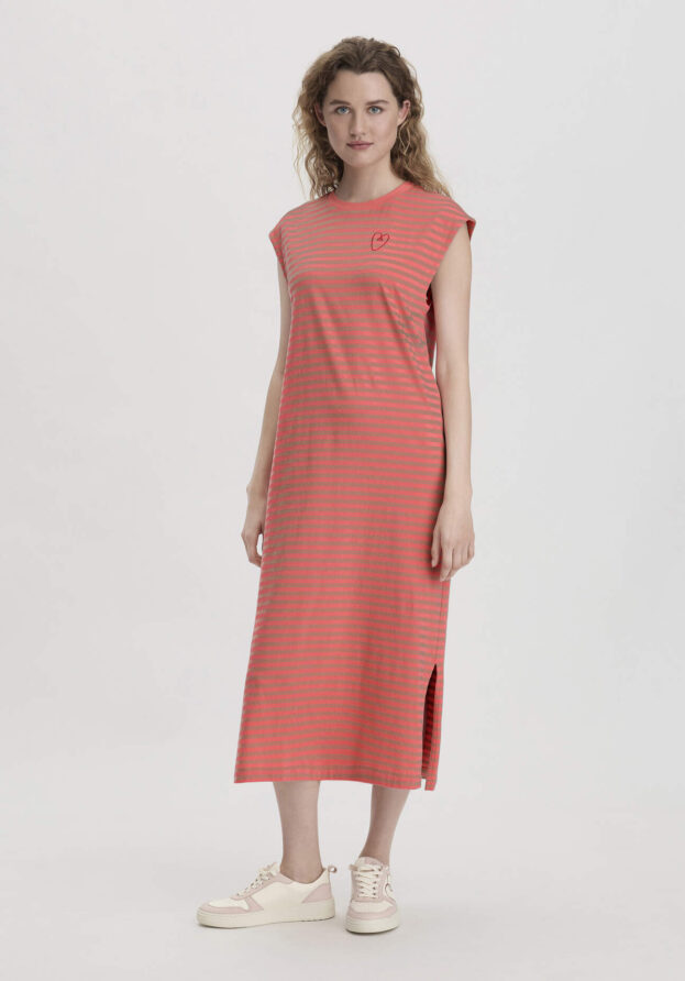 hessnatur Damen Jersey Kleid Midi Regular aus Bio-Baumwolle - rot - Größe 34