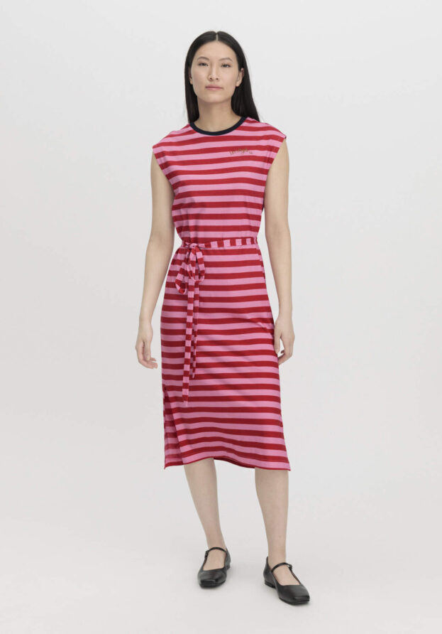 hessnatur Damen Jersey Kleid Midi Regular aus Bio-Baumwolle - rosa - Größe 34