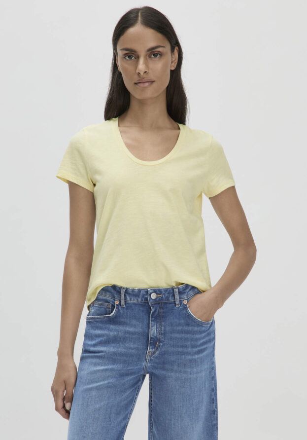 hessnatur Damen Jersey Slub T-Shirt Regular aus Bio-Baumwolle - gelb - Größe 36