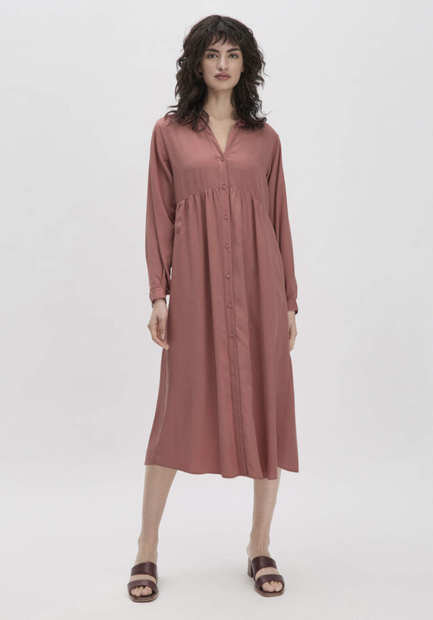 hessnatur Damen Kleid Midi Relaxed aus TENCEL™ Lyocell - braun - Größe 34