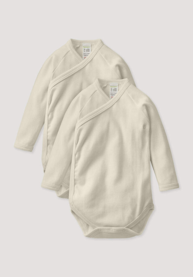 hessnatur Baby Langarm Wickelbody Slim 2er-Set aus Bio-Baumwolle - natur - Größe 74/80