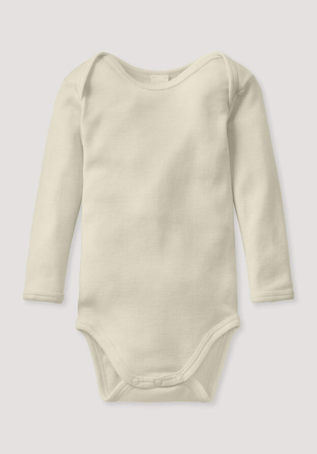 hessnatur Baby Langarmbody Slim aus Bio-Merinowolle mit Seide - natur - Größe 98/104