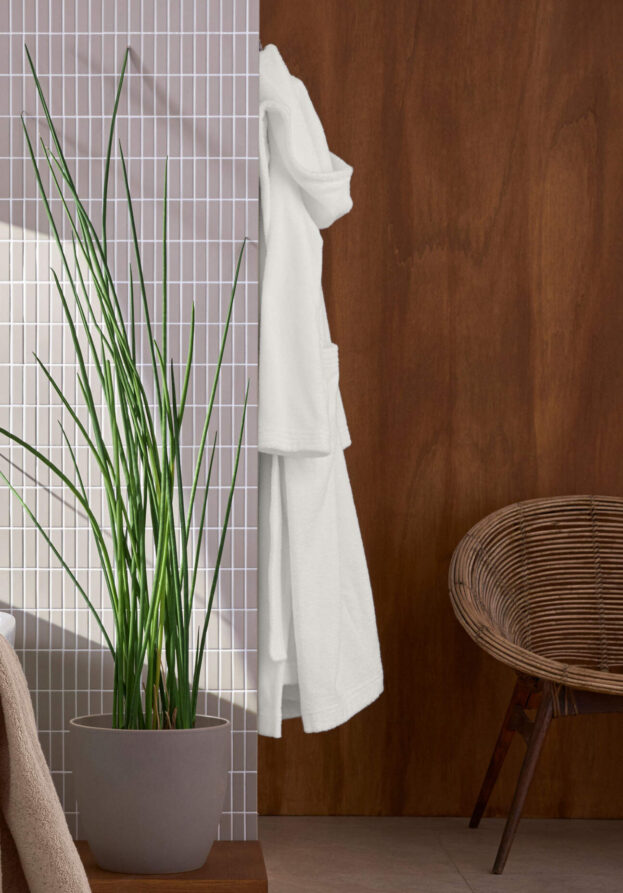hessnatur langer Bademantel Relaxed aus Bio-Baumwolle - weiß - Größe XS