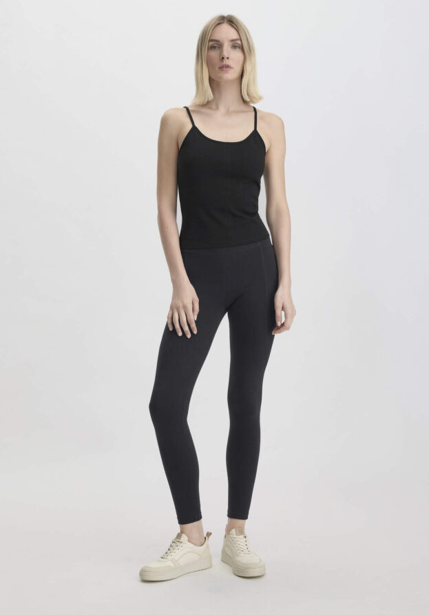 hessnatur Loungewear Leggings Fitted High Waist ACTIVE COMFORT aus Bio-Baumwolle - schwarz - Größe S/k