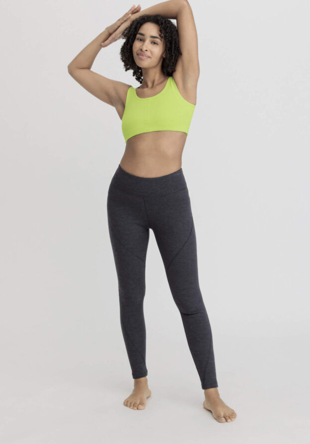 hessnatur Loungewear Leggings Fitted Medium Cut ACTIVE FUNCTIONAL aus Bio-Merinowolle mit Bio-Baumwolle - grau - Größe 40