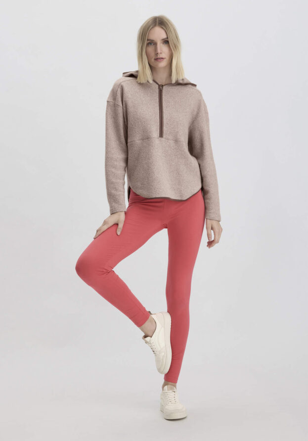 hessnatur Loungewear Leggings Fitted Medium Cut ACTIVE LIGHT aus Bio-Baumwolle - rot - Größe L/k