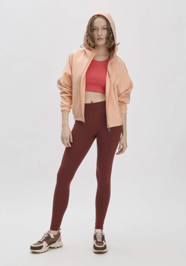 hessnatur Loungewear Leggings Fitted Medium Cut ACTIVE LIGHT aus Bio-Baumwolle - braun - Größe S/k