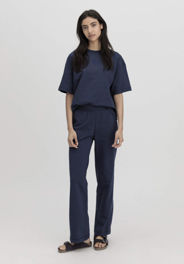 hessnatur Damen Loungehose Relaxed aus Bio-Baumwolle mit Kapok - blau - Größe 36