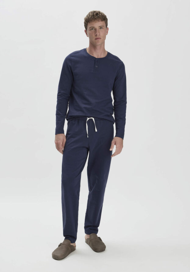hessnatur Herren Loungehose Relaxed aus Bio-Baumwolle mit Kapok - blau - Größe 50