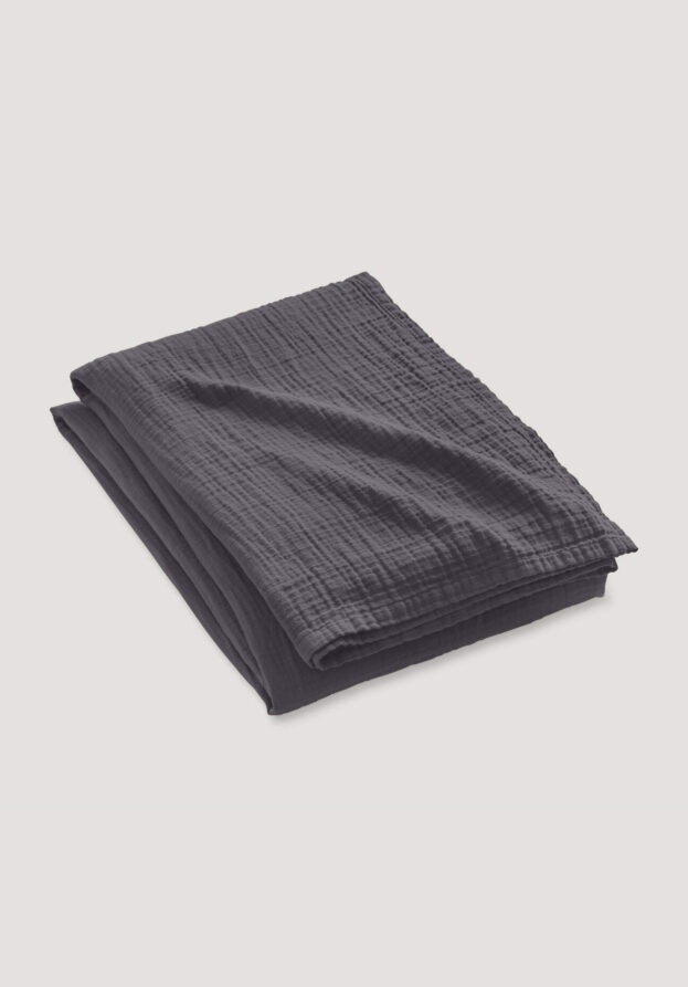 hessnatur Musselin-Decke aus Bio-Baumwolle - grau - Größe 130x180 cm