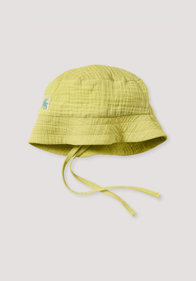hessnatur Baby Musselin Fischerhut Regular aus Bio-Baumwolle - gelb - Größe 41/43