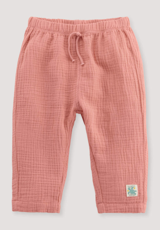 hessnatur Baby Musselin Hose Regular aus Bio-Baumwolle - rosa - Größe 74/80