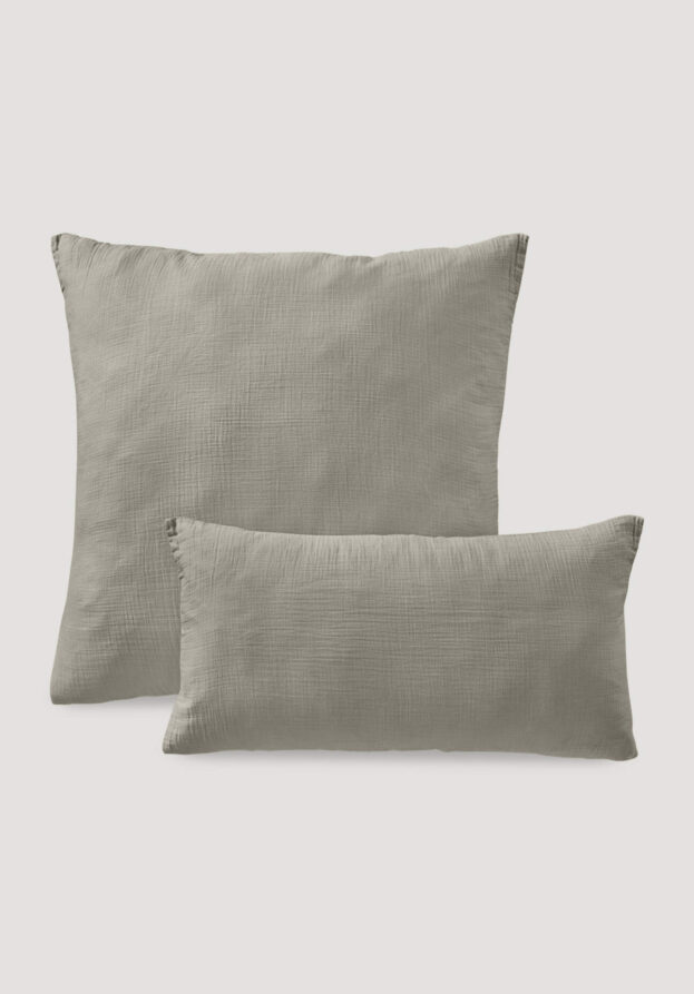 hessnatur Musselin Kissenbezug aus Bio-Baumwolle - beige - Größe 40x80 cm