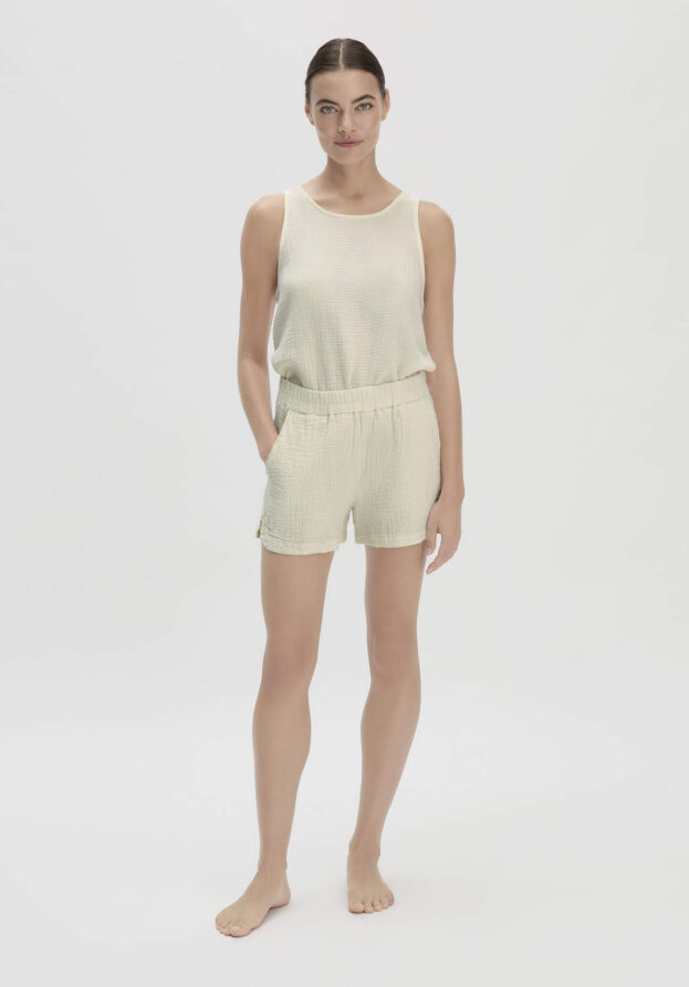 hessnatur Damen Musselin Schlafshorts Relaxed PURE COMFORT aus Bio-Baumwolle - natur - Größe 44