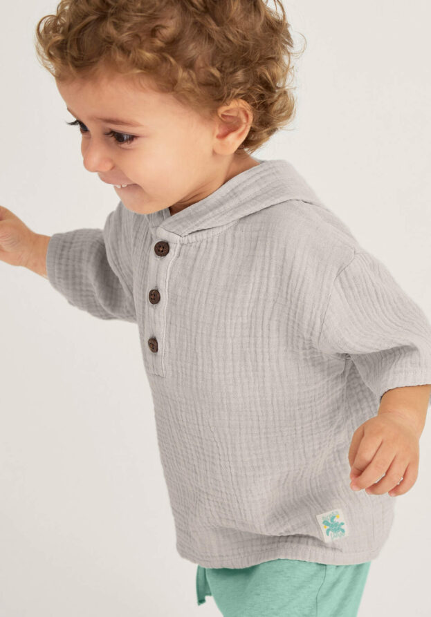 hessnatur Baby Musselin Shirt Regular aus Bio-Baumwolle - beige - Größe 74/80