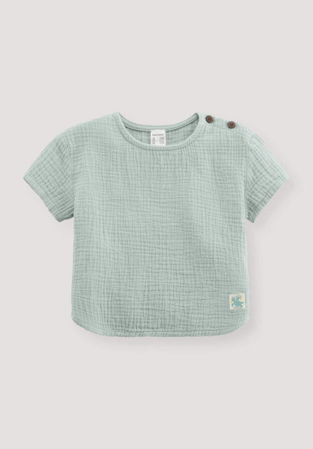 hessnatur Baby Musselin Shirt Regular aus Bio-Baumwolle - grün - Größe 98/104