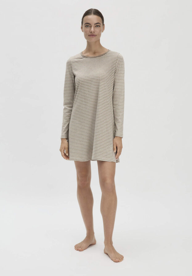 hessnatur Damen Nachthemd PURE COTTON aus Bio-Baumwolle - beige - Größe 36