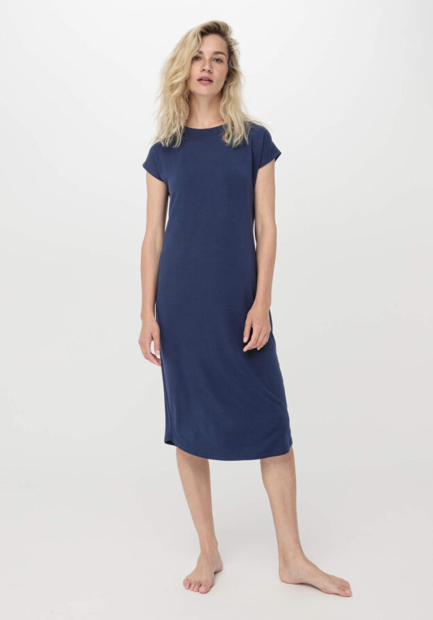 hessnatur Damen Nachthemd PURE FLOW aus TENCEL™ Modal - blau - Größe 34