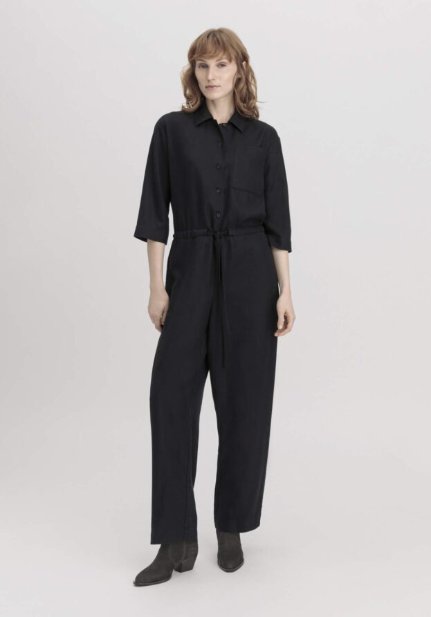 hessnatur Damen Overall Relaxed aus TENCEL™ Lyocell - schwarz - Größe 38