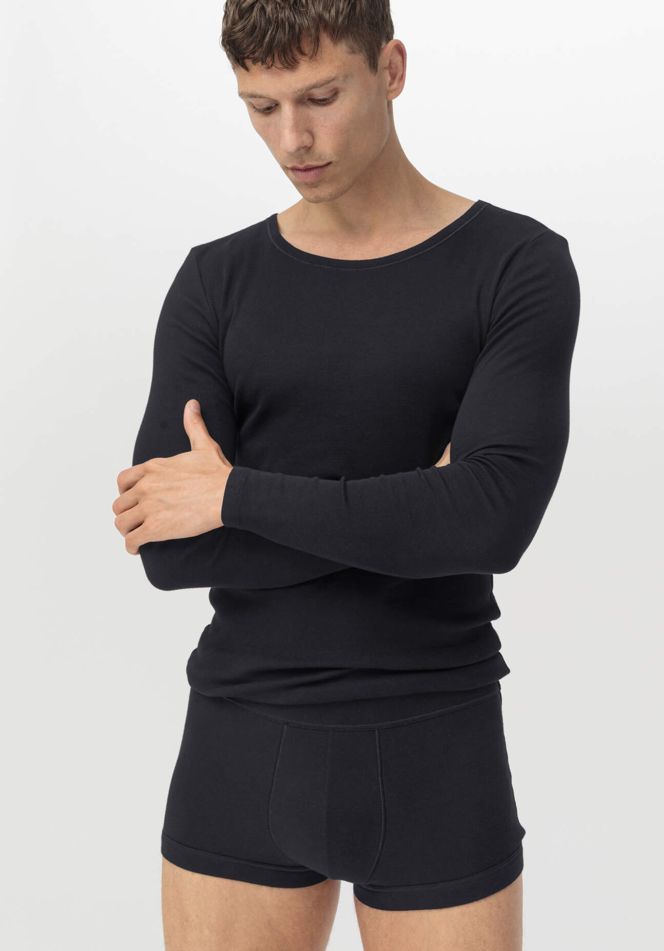 hessnatur Herren Pants Regular Cut 2er-Pack PURE NATURE aus Bio-Baumwolle - schwarz - Größe 4 = S