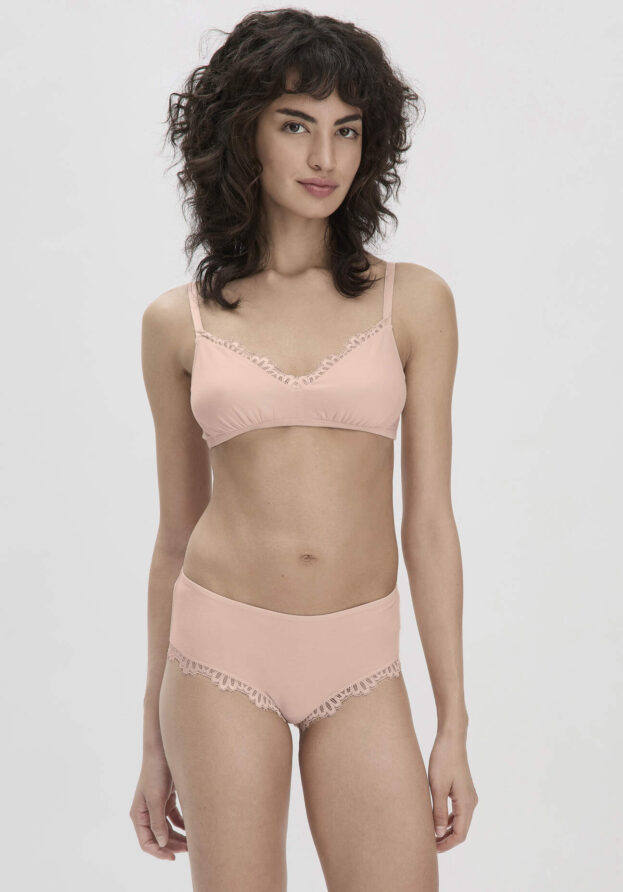 hessnatur Damen Panty Spitze Regular Cut COTTON FEEL aus Bio-Baumwolle - rosa - Größe 44