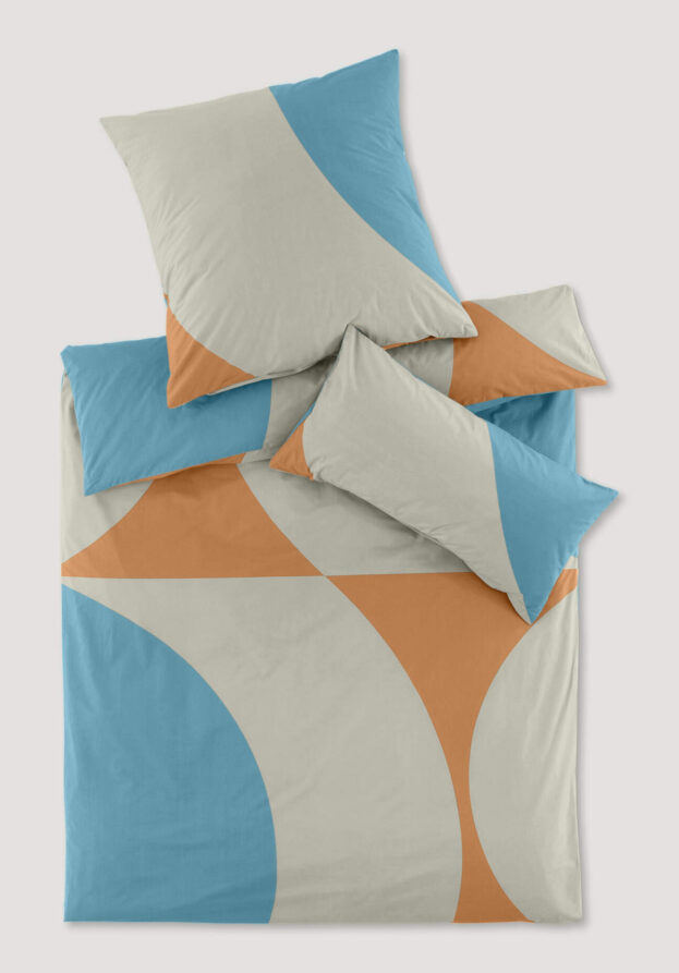 hessnatur Perkal Bettwäsche-Set VALI aus Bio-Baumwolle - blau - Größe 155x220 / 80x80 cm