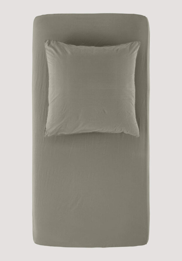 hessnatur Perkal Spannbettlaken aus Bio-Baumwolle - grün - Größe 90-100x200 cm