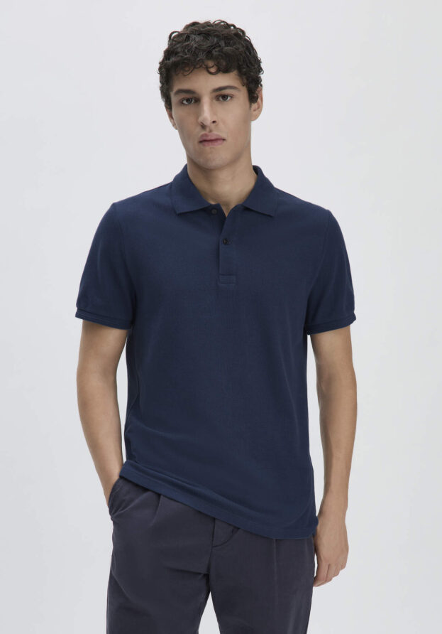 hessnatur Herren Piqué Polo Regular aus Bio-Baumwolle - blau - Größe 48