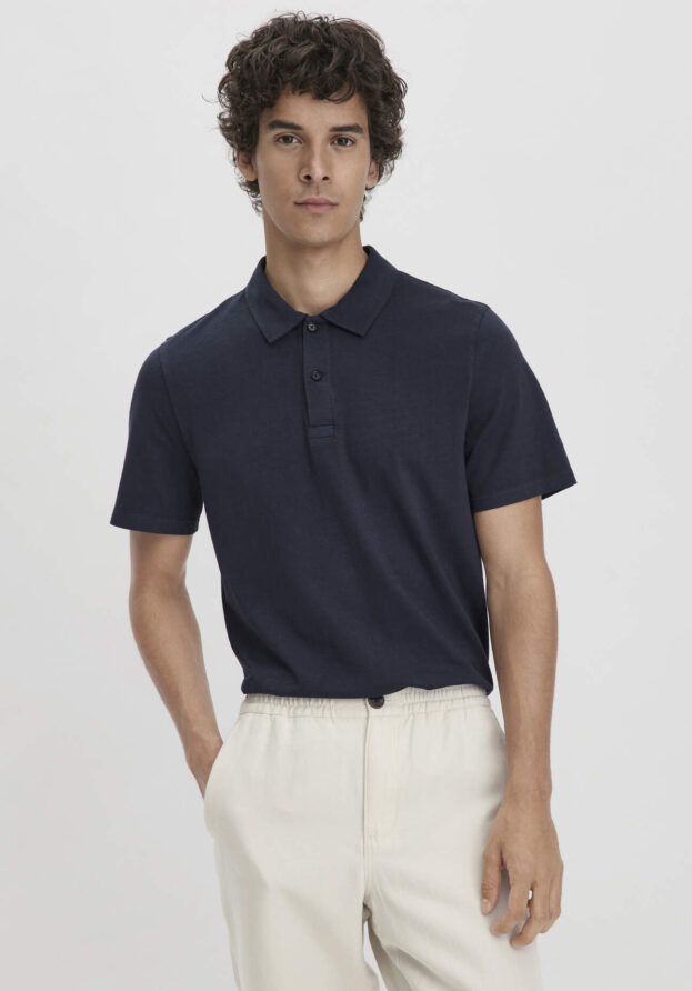 hessnatur Herren Polo Regular aus Bio-Baumwolle - blau - Größe 52