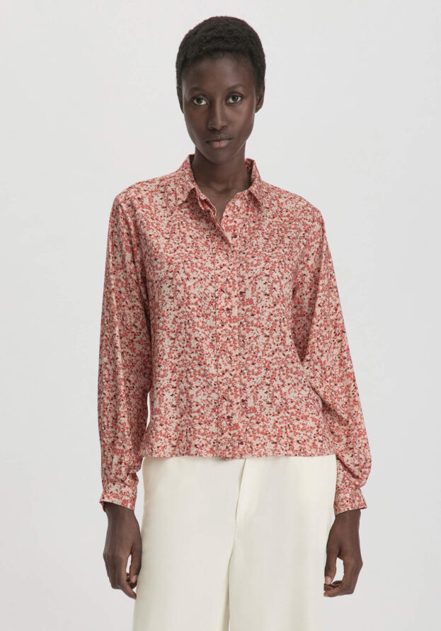 hessnatur Damen Print Bluse Relaxed aus LENZING™ ECOVERO™ Viskose - braun - Größe 46