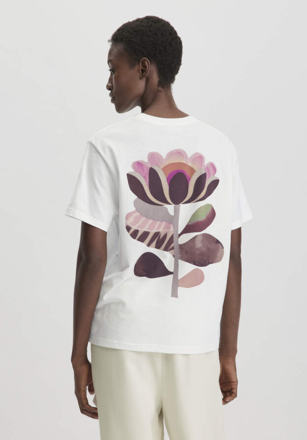 hessnatur Damen Print T-Shirt Oversize aus Bio-Baumwolle - weiß - Größe 34