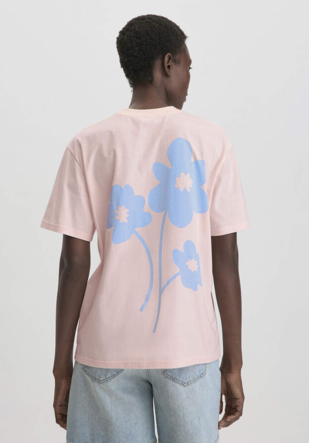 hessnatur Damen Print T-Shirt Oversize aus Bio-Baumwolle - rosa - Größe 40