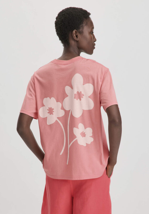hessnatur Damen Print T-Shirt Oversize aus Bio-Baumwolle - rosa - Größe 48