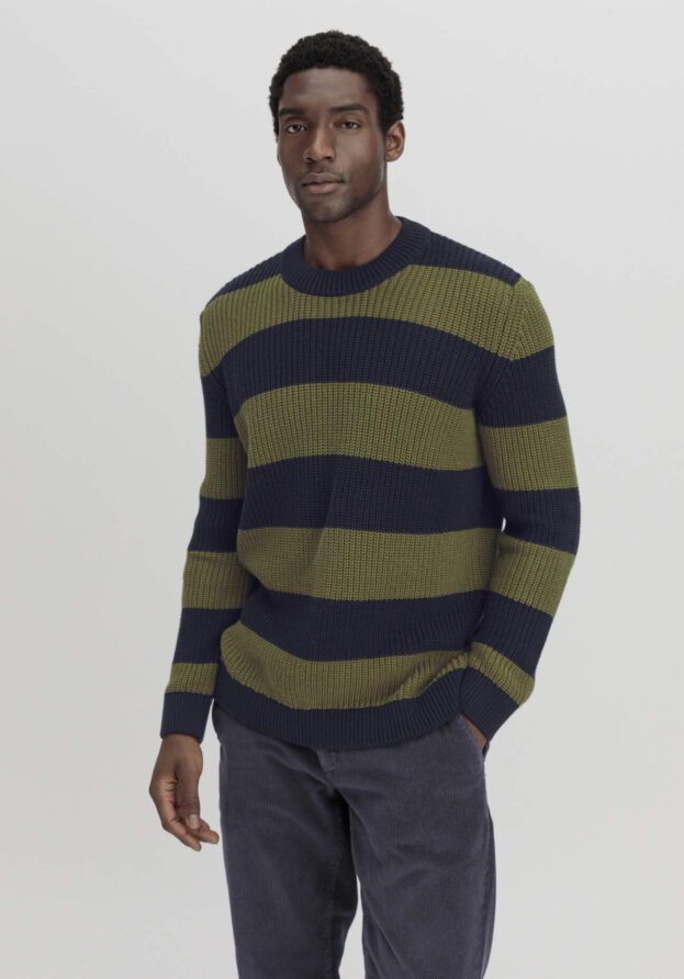 hessnatur Herren Pullover Regular aus Bio-Baumwolle und Bio-Merinowolle - blau - Größe 46