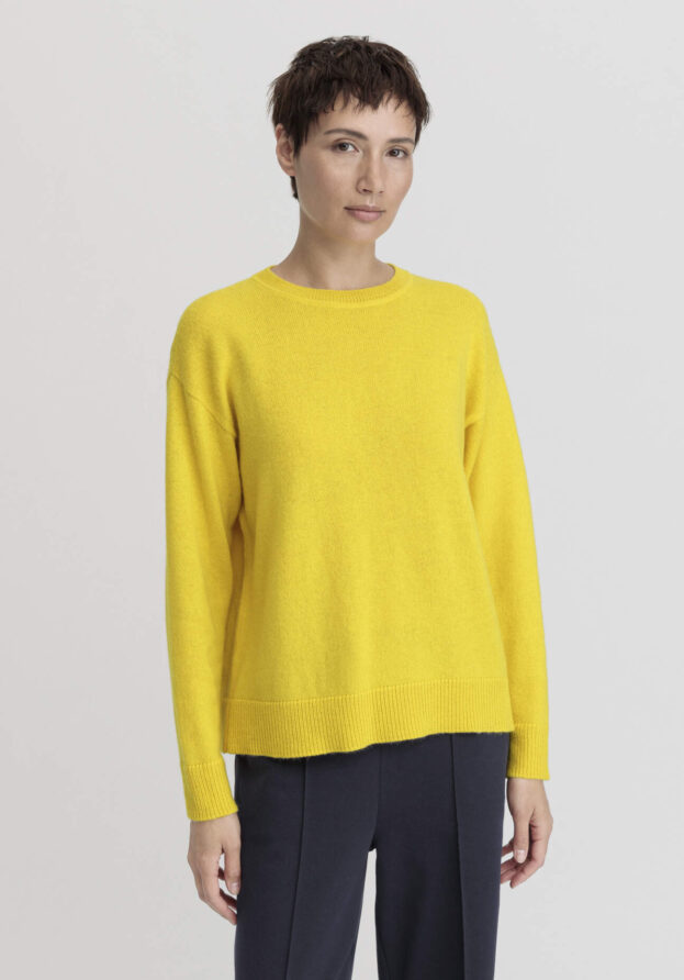 hessnatur Damen Pullover Relaxed aus Alpaka Wolle - gelb - Größe M