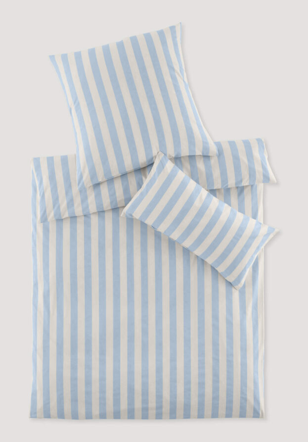 hessnatur Renforcé Bettwäsche-Set CANNES aus Bio-Baumwolle - blau - Größe 155x220 / 40x80 cm